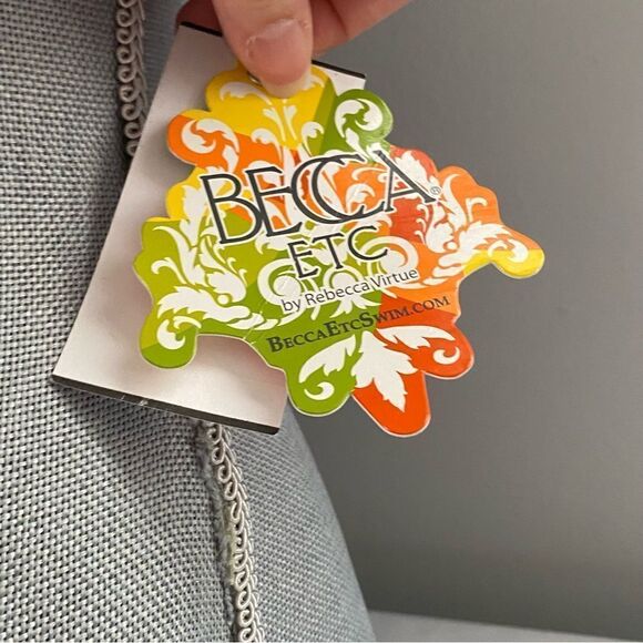 BECCA ETC Women's Plus-Size Electric Current High Neck Swimsuit Bikini Top - Picture 3 of 5